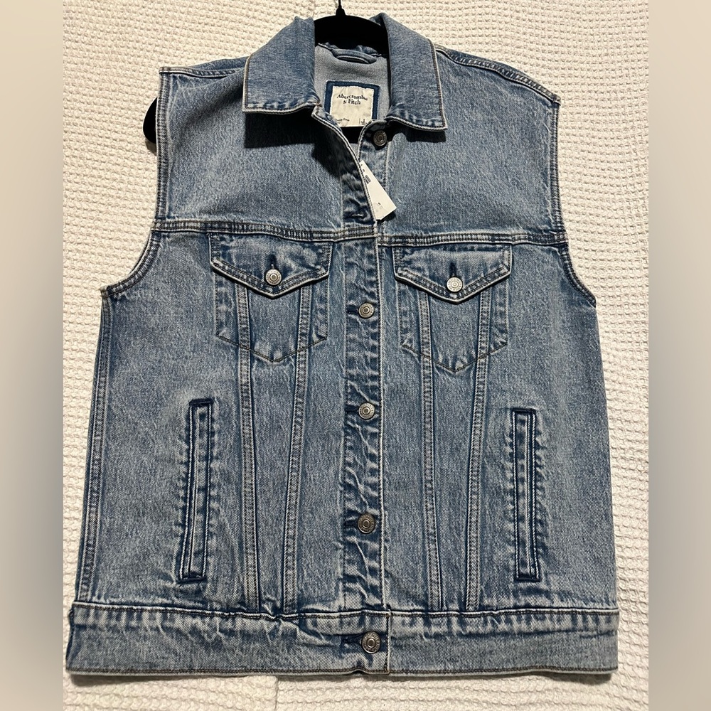 Abercrombie & Fitch Light Blue Denim Jacket Vest